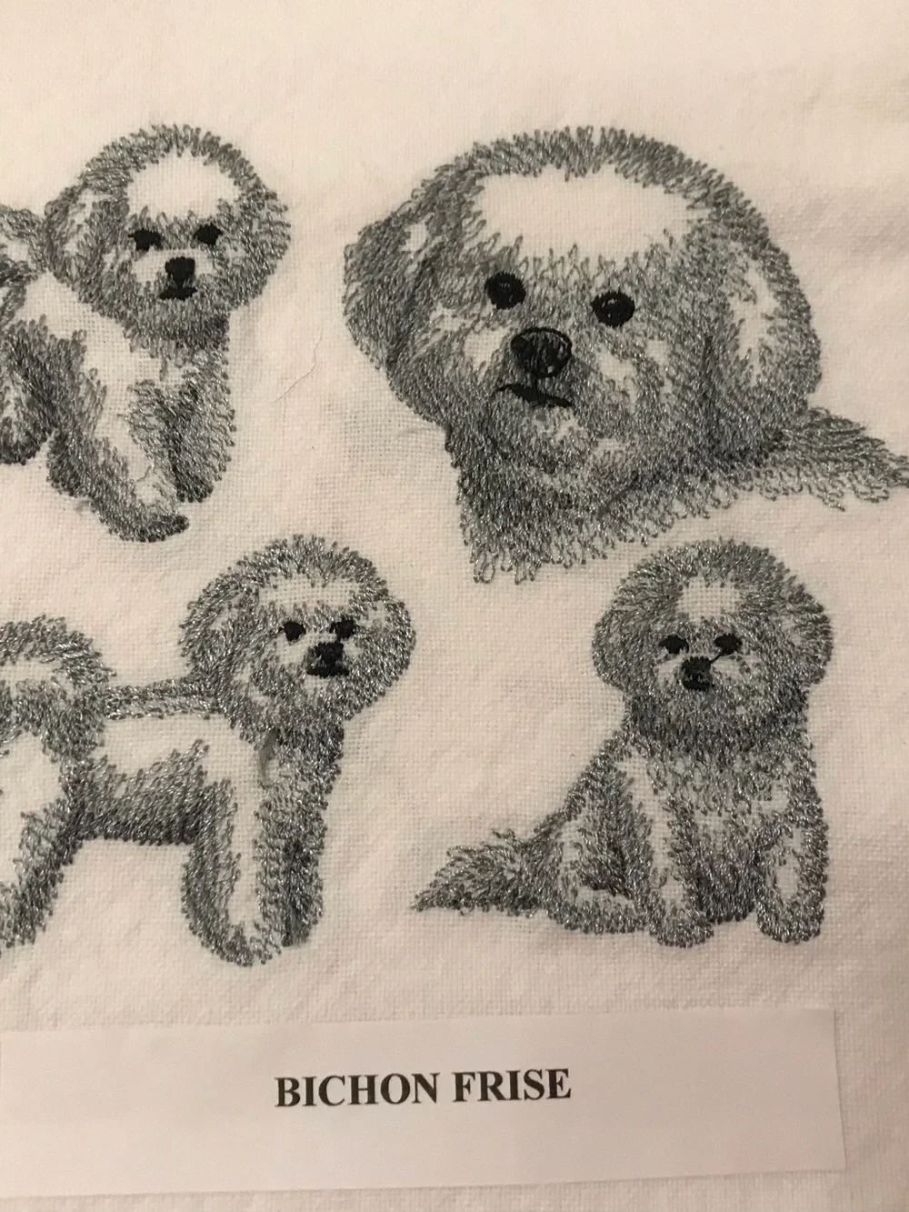 Bichon Frise Machine Embroidered Dish Towel